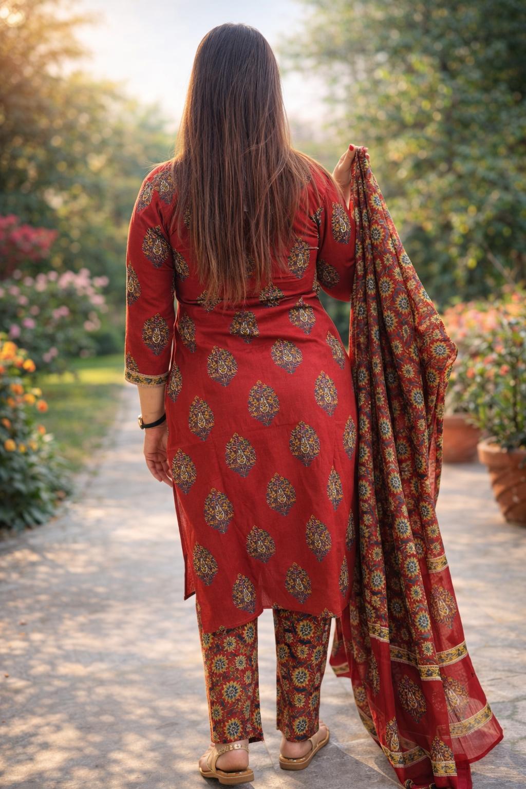 Elegant  Printed Kurta Set with Dupatta