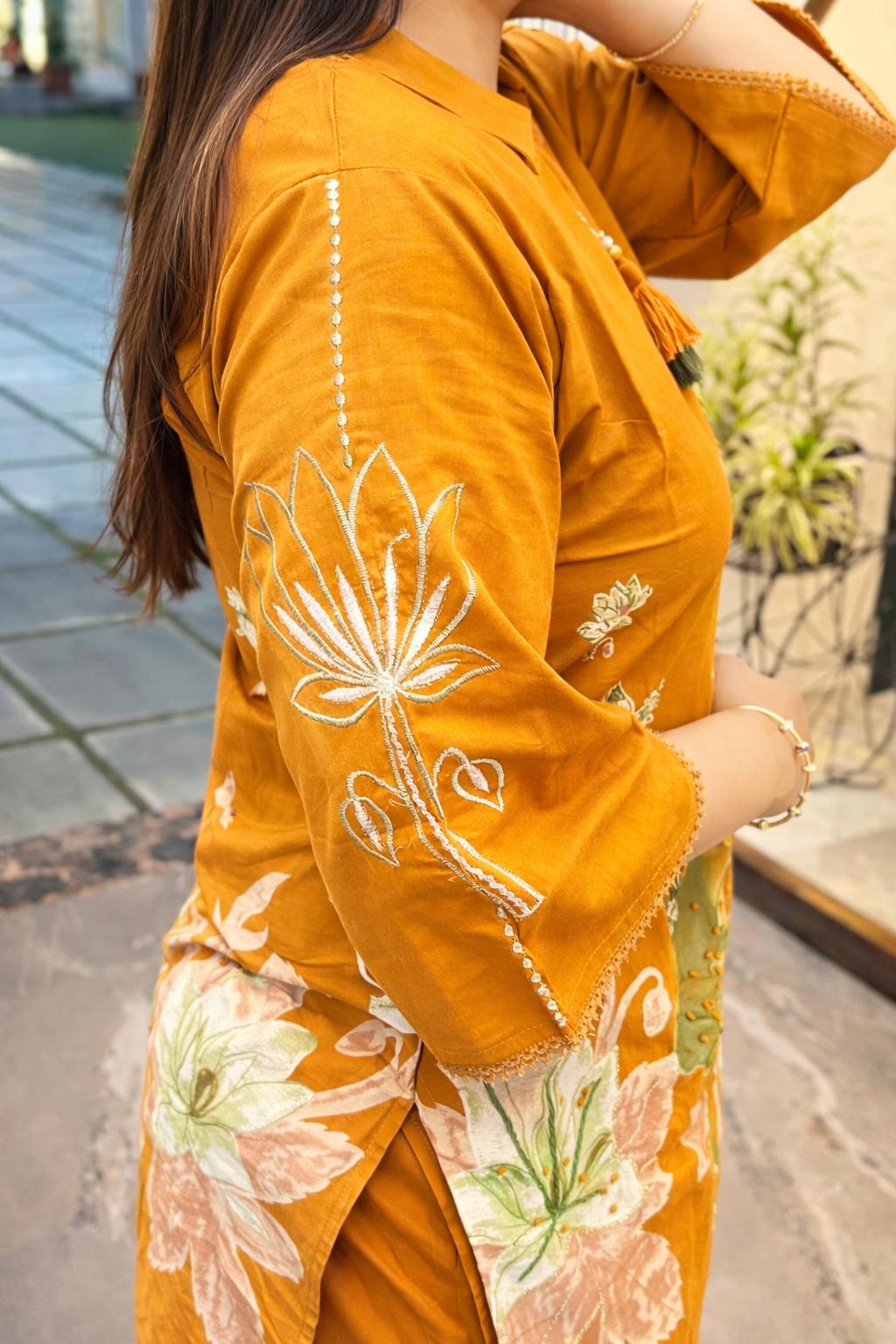 Mustard Floral Co-ord Set  Lightweight | Comfortable | Elegant
