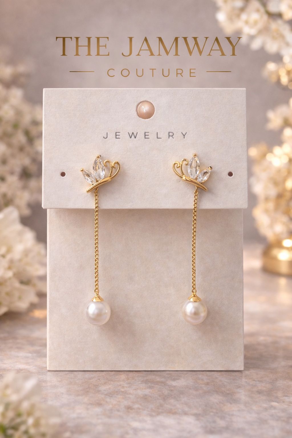Minimal Gold Chain Pearl Drop Earrings