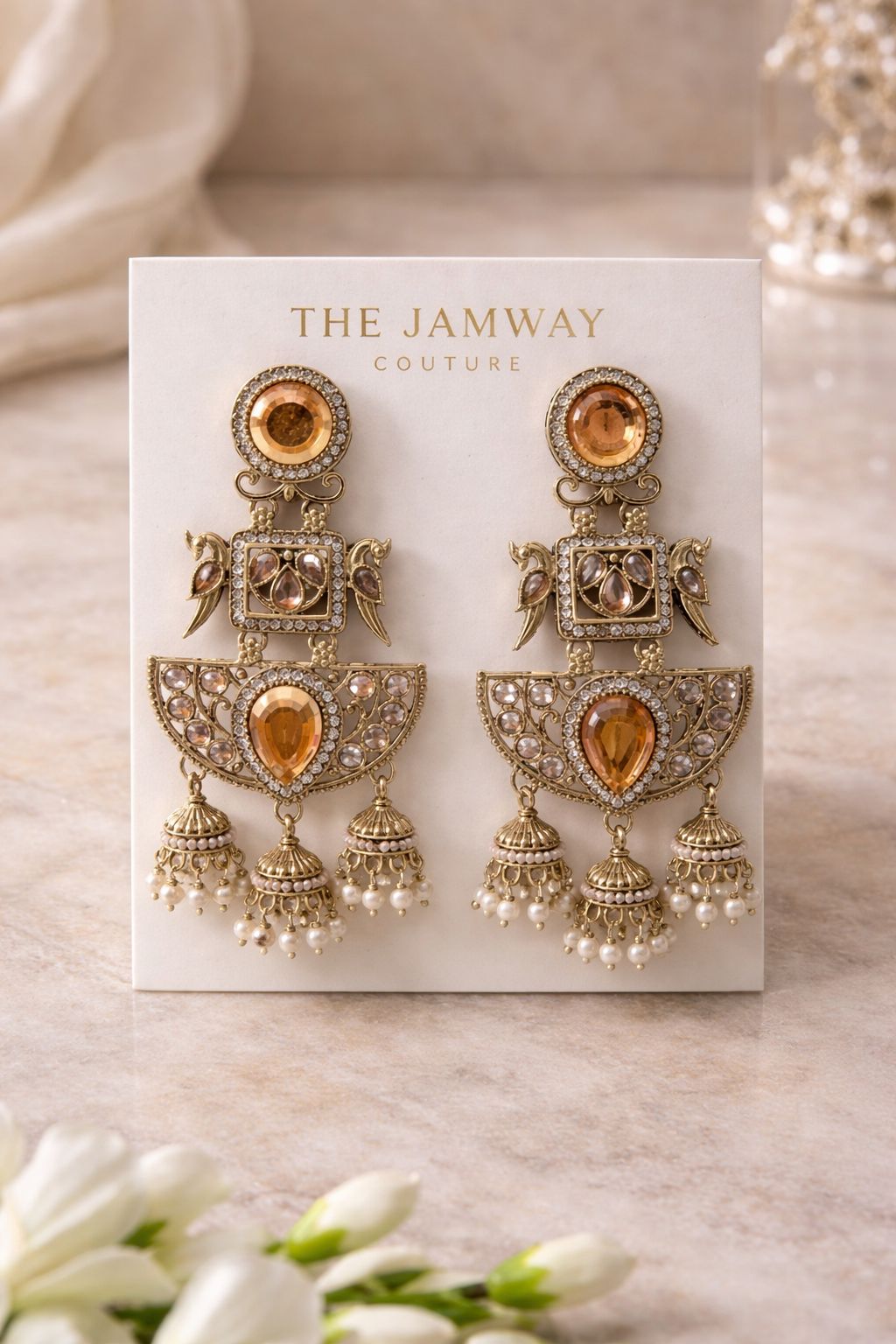 Royal Anti-Tarnish Kundan Pearl Statement Earrings