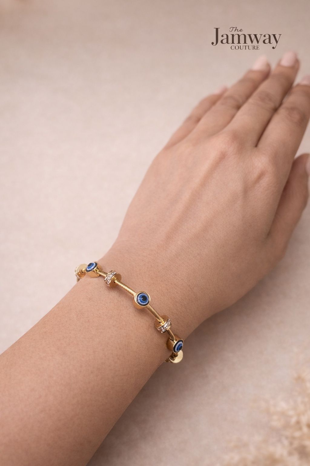 Anti-Tarnish Gold Evil Eye Charm Bracelet