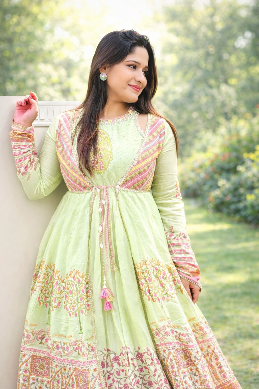 Pastel Green Embroidered Anarkali Kurti