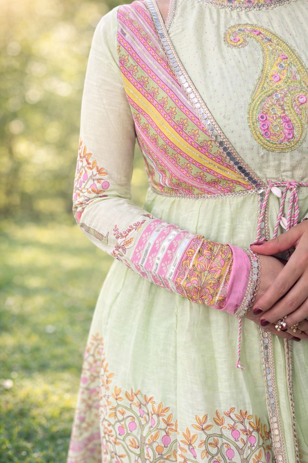 Pastel Green Embroidered Anarkali Kurti