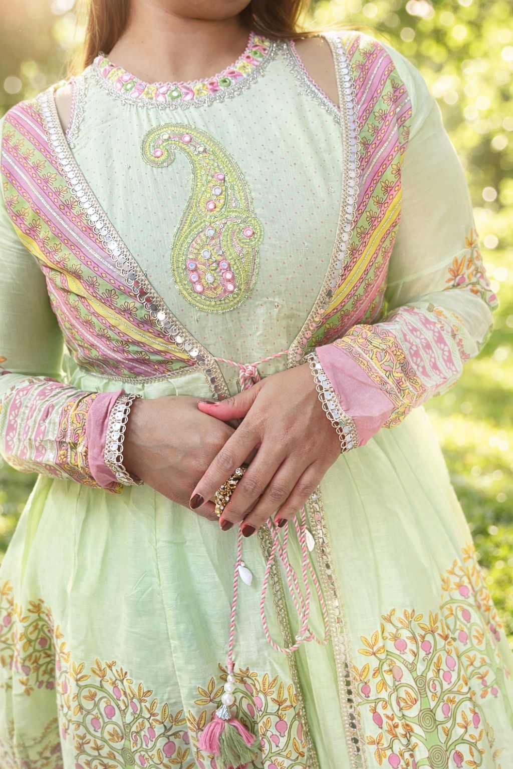 Pastel Green Embroidered Anarkali Kurti