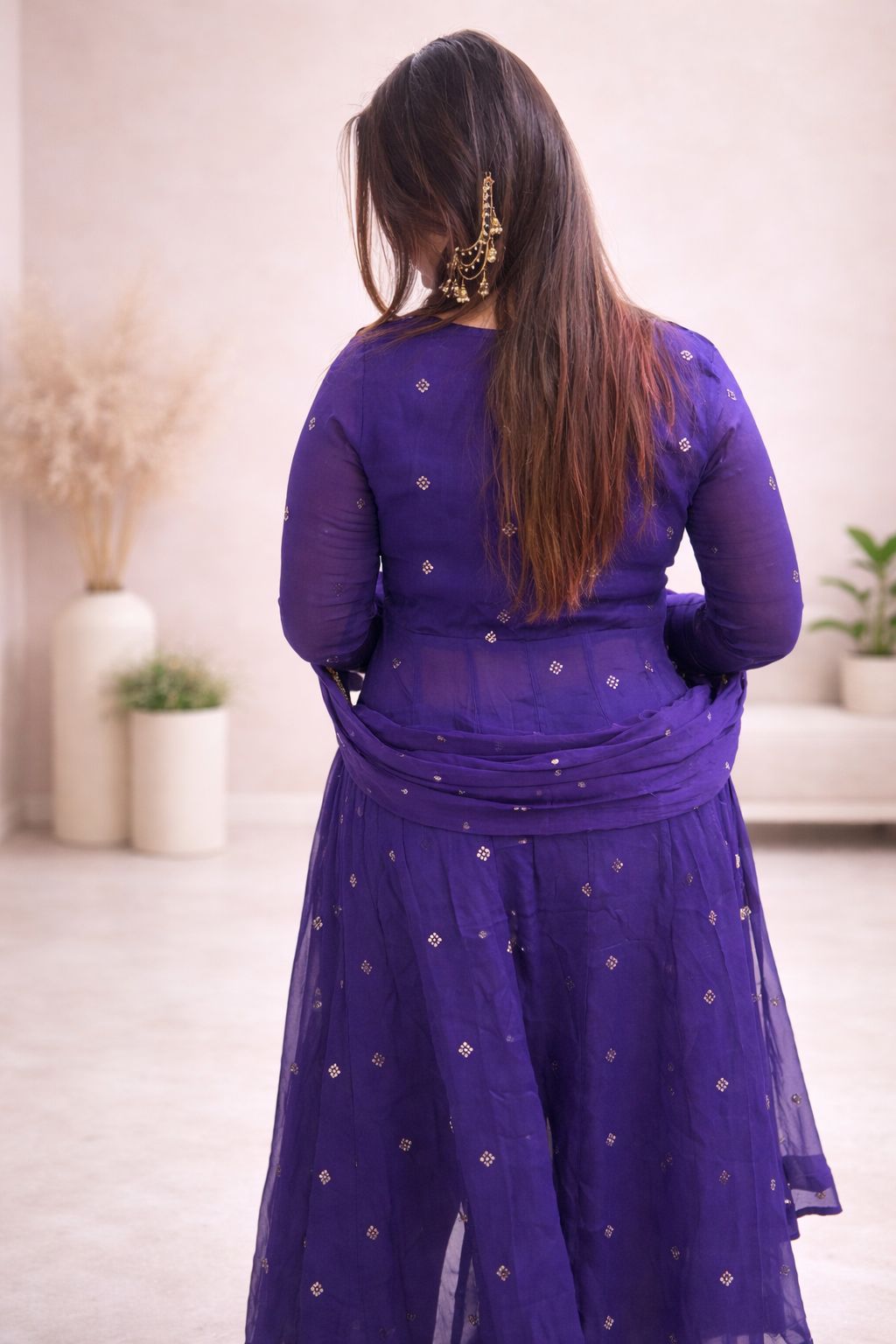 Royal Purple Embroidered Anarkali Kurti with Dupatta
