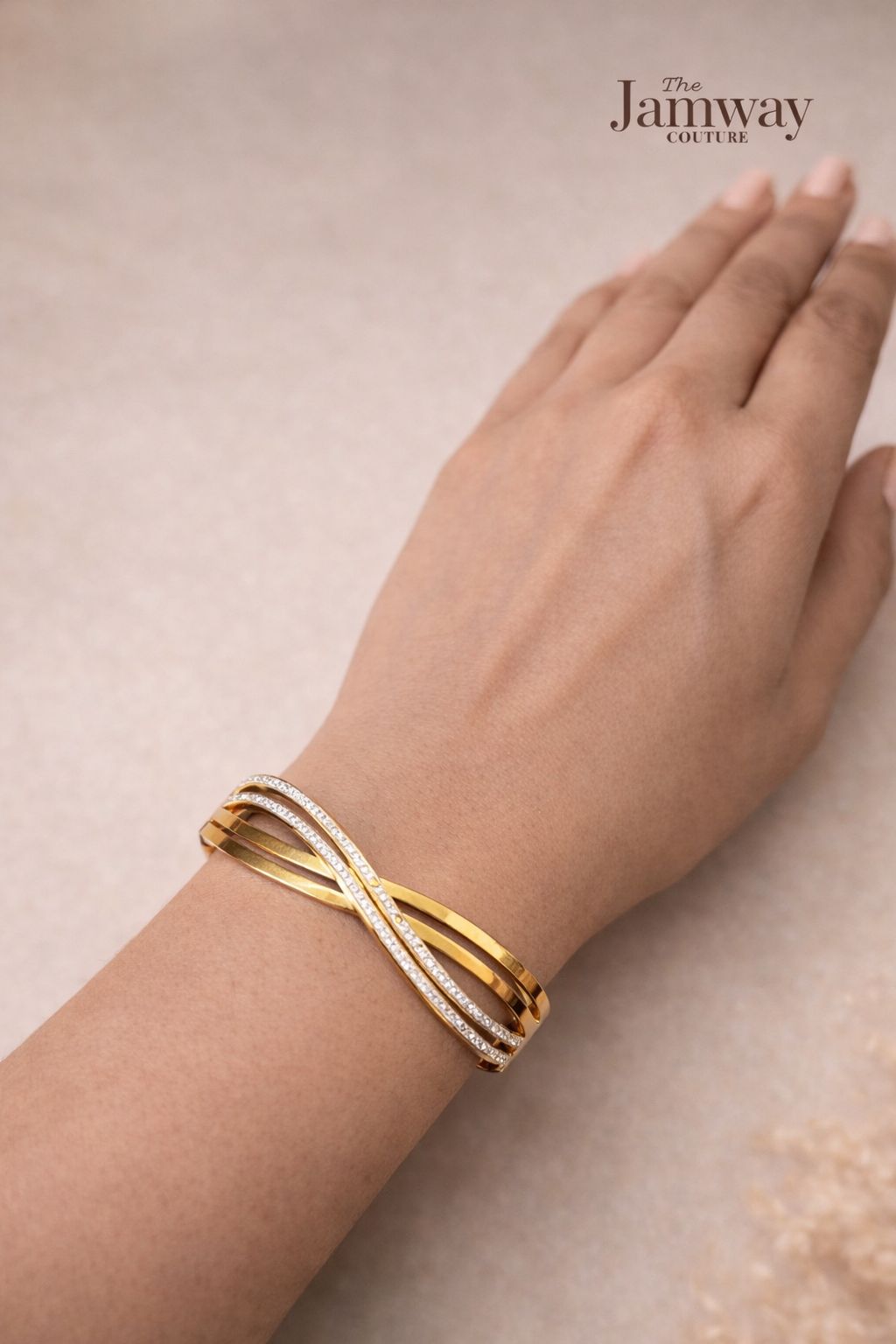 Elegant Anti-Tarnish Gold Crystal Cuff Bracelet