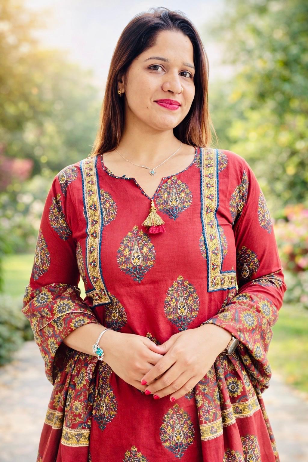 Elegant  Printed Kurta Set with Dupatta