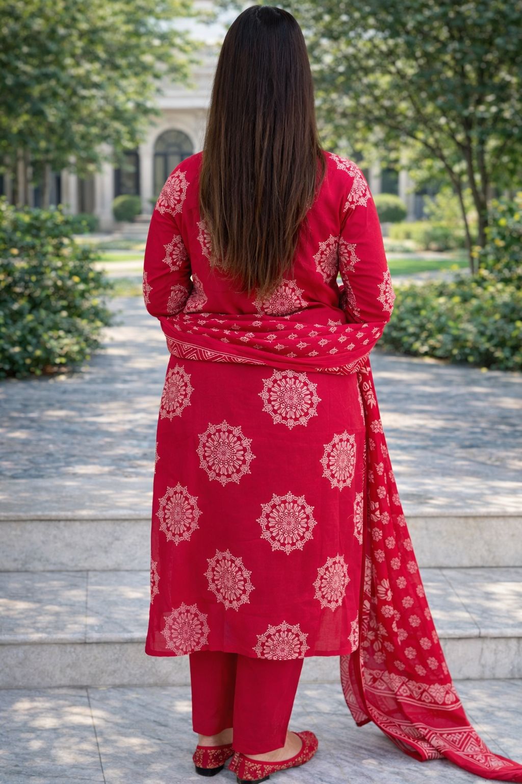 Pink Cotton V Neck Nan Nan Women Ethnic Wear Size XL
