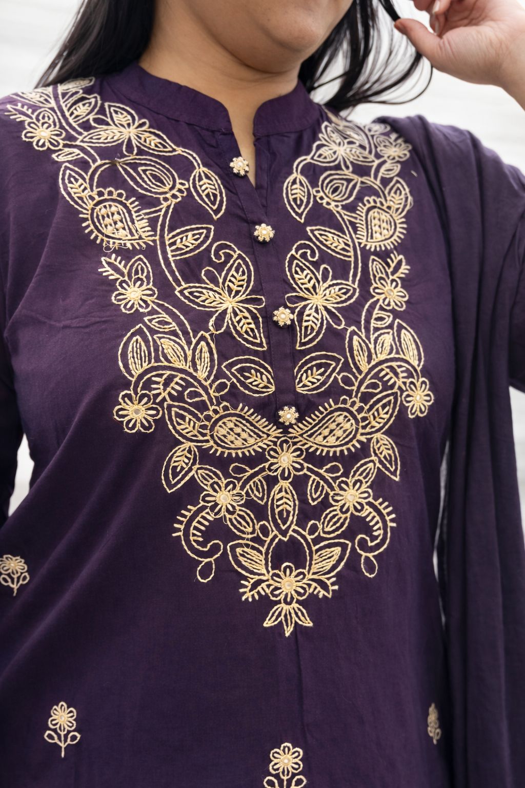 Royal Plum Embriodary Cotton Nan Nan Women Ethnic Wear Size M