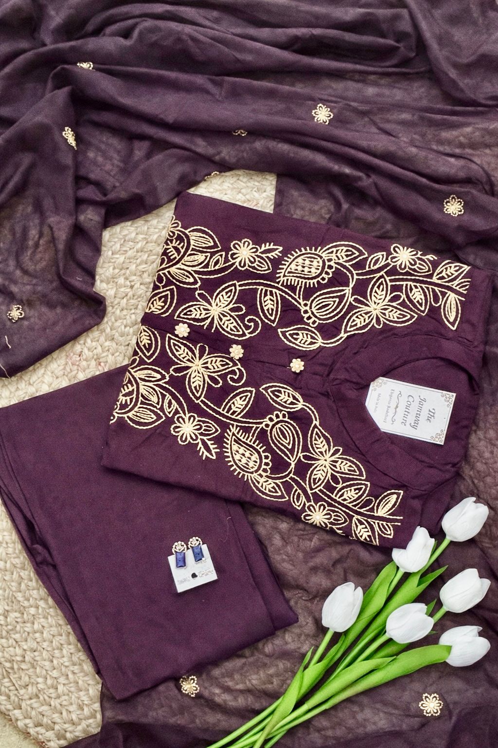 Royal Plum Embriodary Cotton Nan Nan Women Ethnic Wear Size 2XL