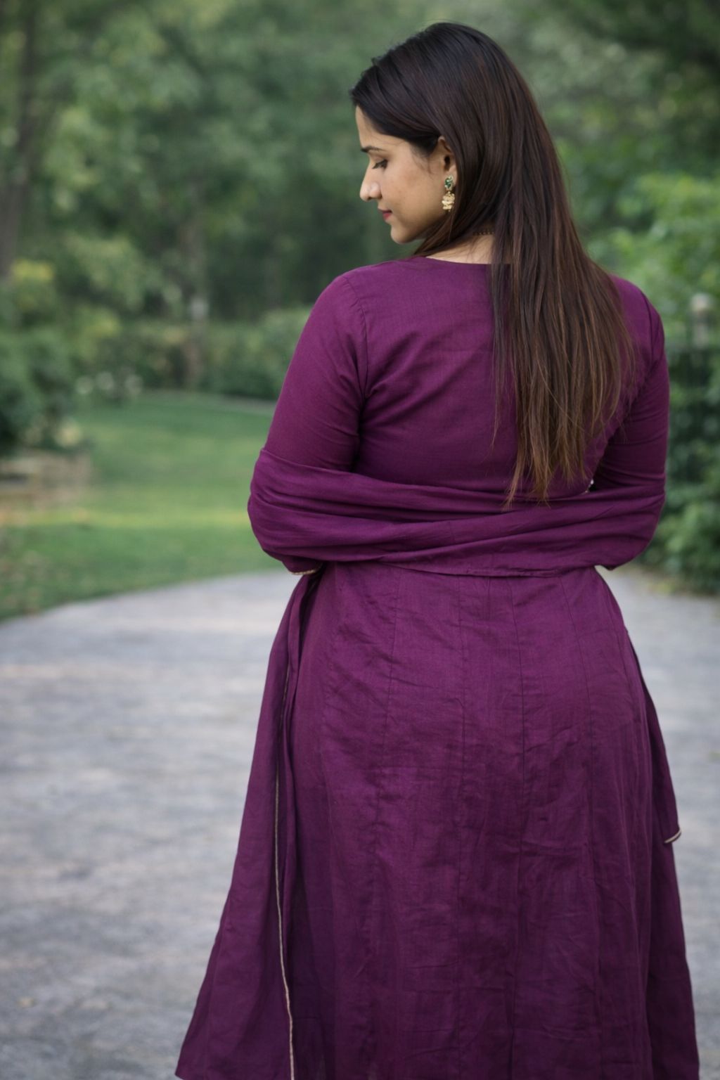 Angrakha Pattern Royal Purple, Black, Hot Pink Cotton Women Ethnic Wear Size XL