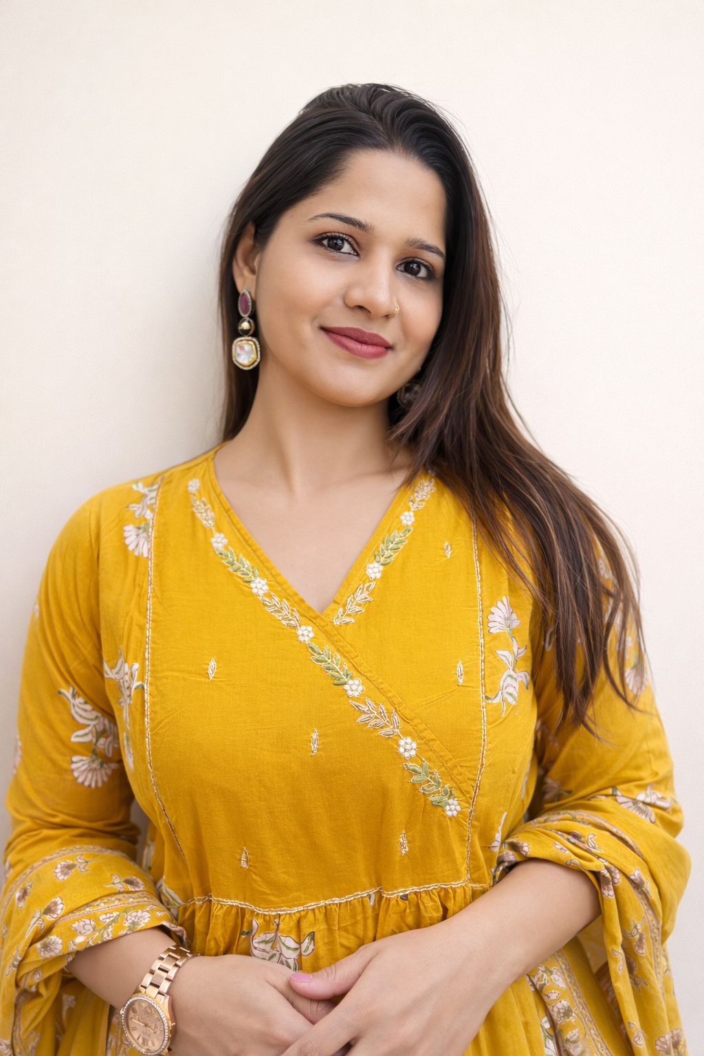 Yellow Sqiuare Neck Nan Nan Women Ethnic Wear Size S